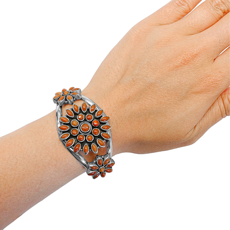“South Western Autumn” Orange Coral Cuff Bracelet