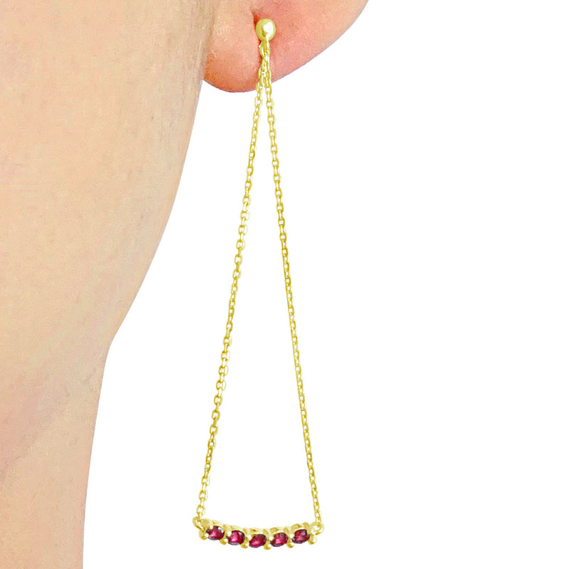 "Pendulum" Ruby Dangle Earrings