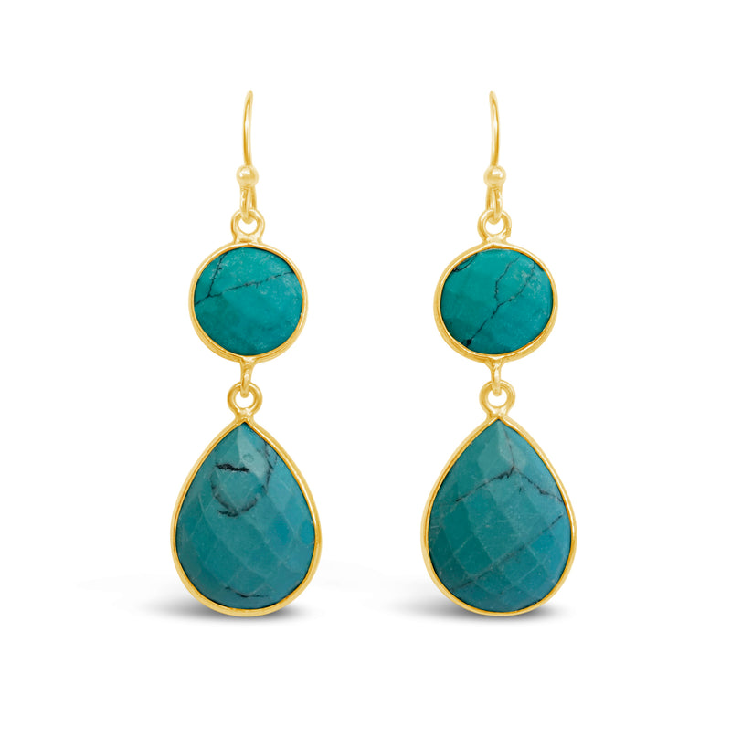 "Raw Beauty" Turquoise & Ruby Dangle Earrings