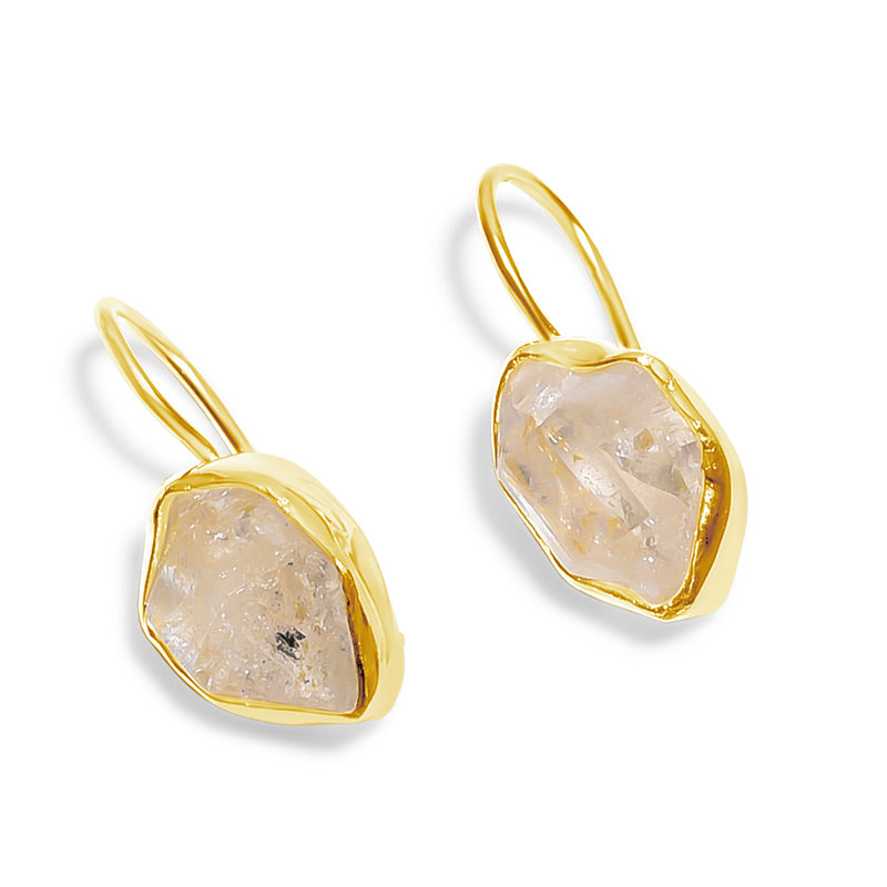 "Moonlight" Moonstone & Herkimer Diamond Dangle Earrings