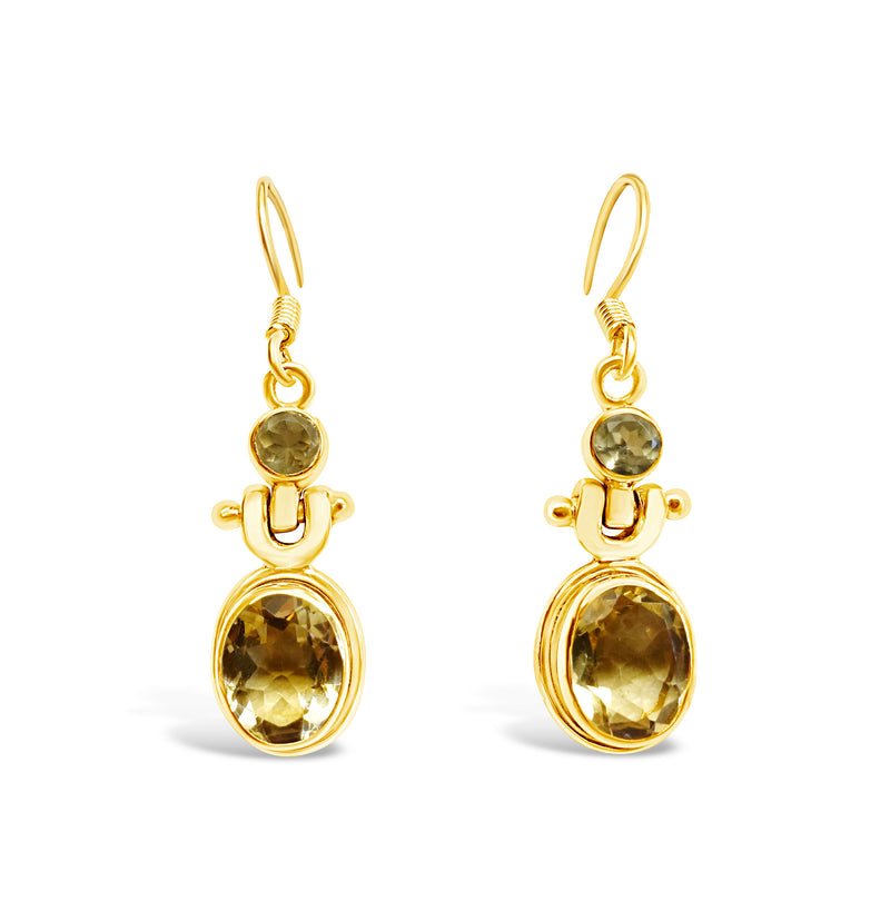 "Honey Drops" Citrine Dangle Earrings (Gold)