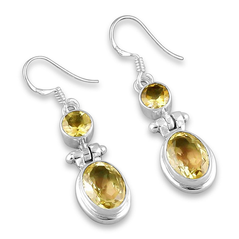 "Honey Drops" Citrine Dangle Earrings (Silver)