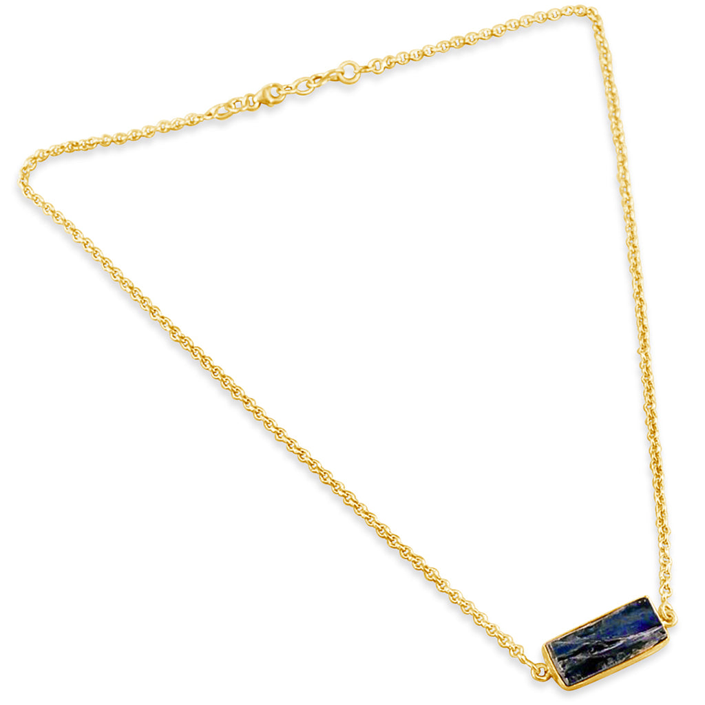 "Straight Forward" Blue Kyanite Bar Necklace
