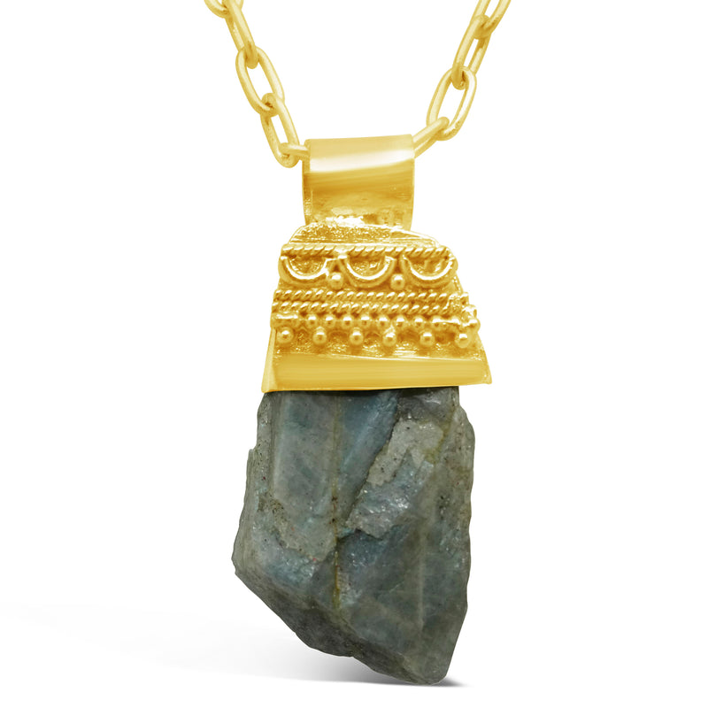 “Mesopotamia” Raw Labradorite Pendant Necklace