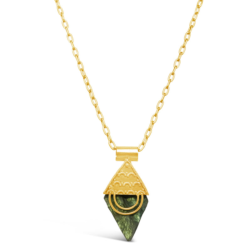 "Jupiter" Labradorite and Green Onyx Pendant Necklace