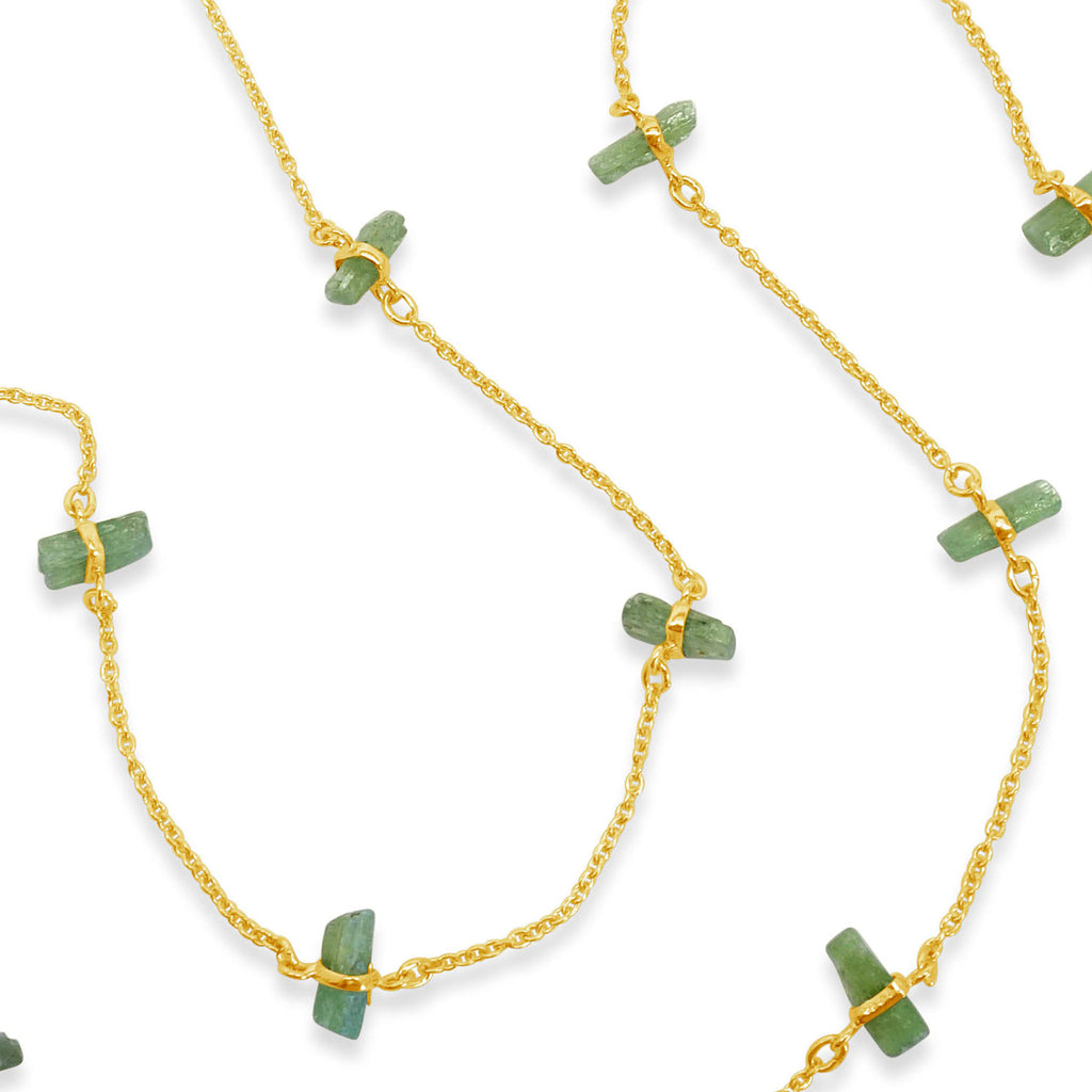 "Ivy" Green Kyanite Long Chain Necklace
