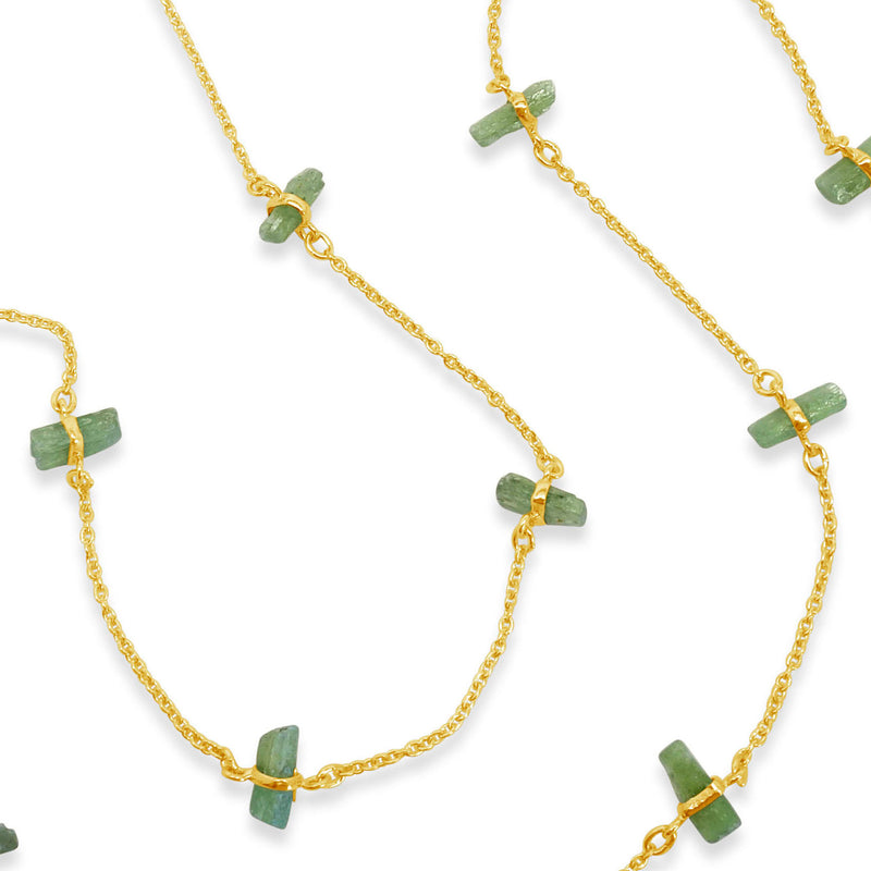 "Ivy" Green Kyanite Long Chain Necklace