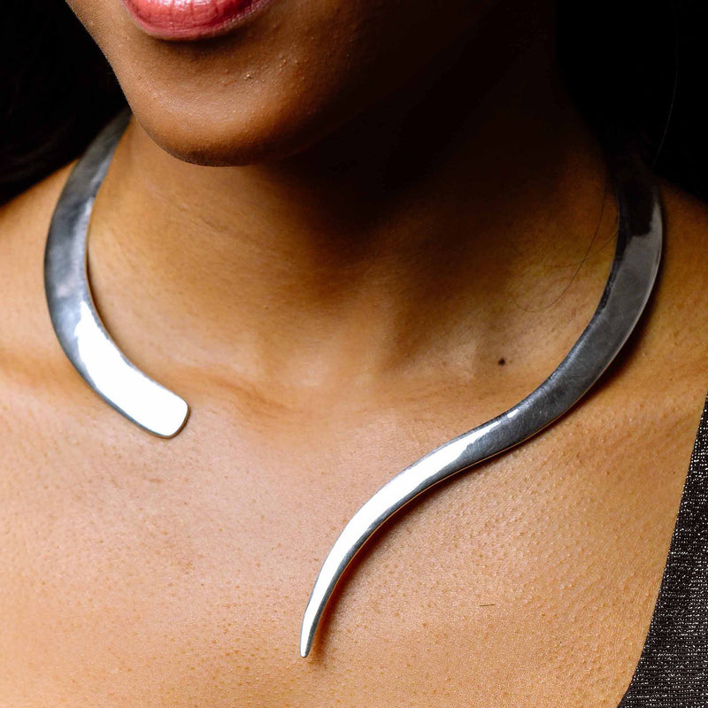 "Queen" Solid Silver Wraparound Choker Necklace