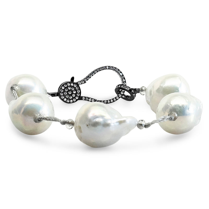 "The Moon" Moonstone & Baroque Pearl Bracelet