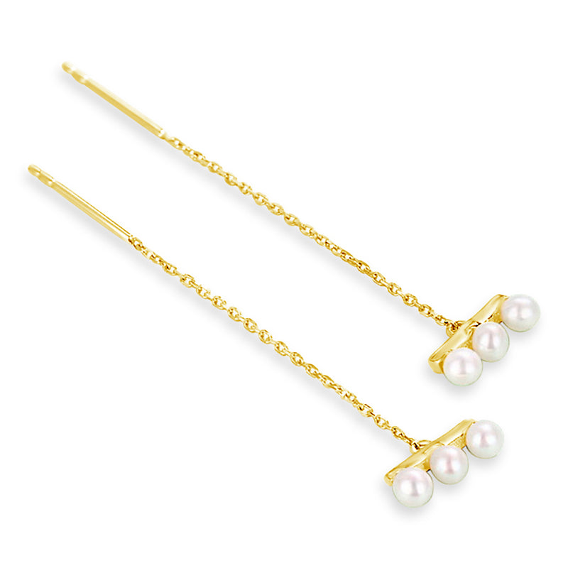 "Snowflakes" Pearl & Gold Threaded Earrings