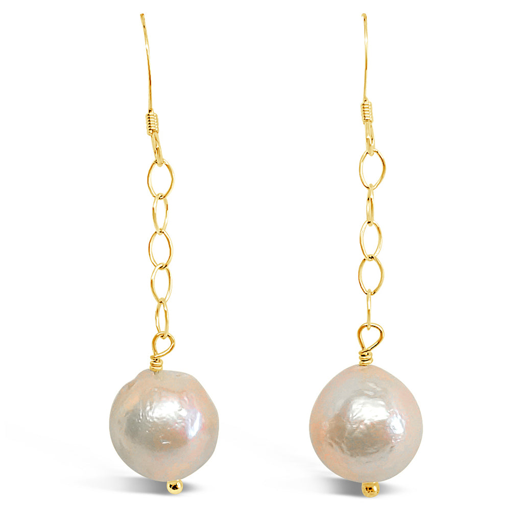 "Mimi" Pink Baroque Pearl Dangle Earrings