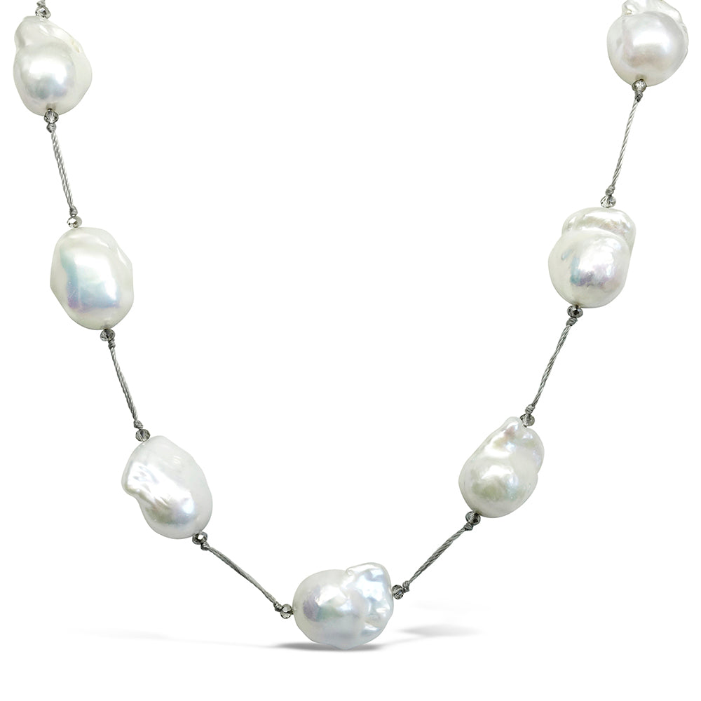 "Halo" Baroque Pearl & Crystal Necklace