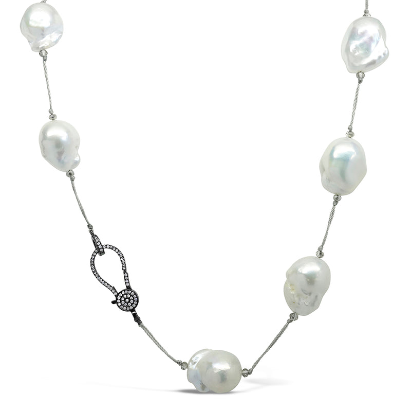 "Halo" Baroque Pearl & Crystal Necklace