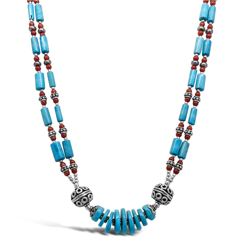 "Immunity" Turquoise & Red Coral Necklace